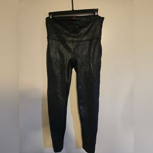 SPANX Shapewear Shiny Black Leggings Red Label Size Xl